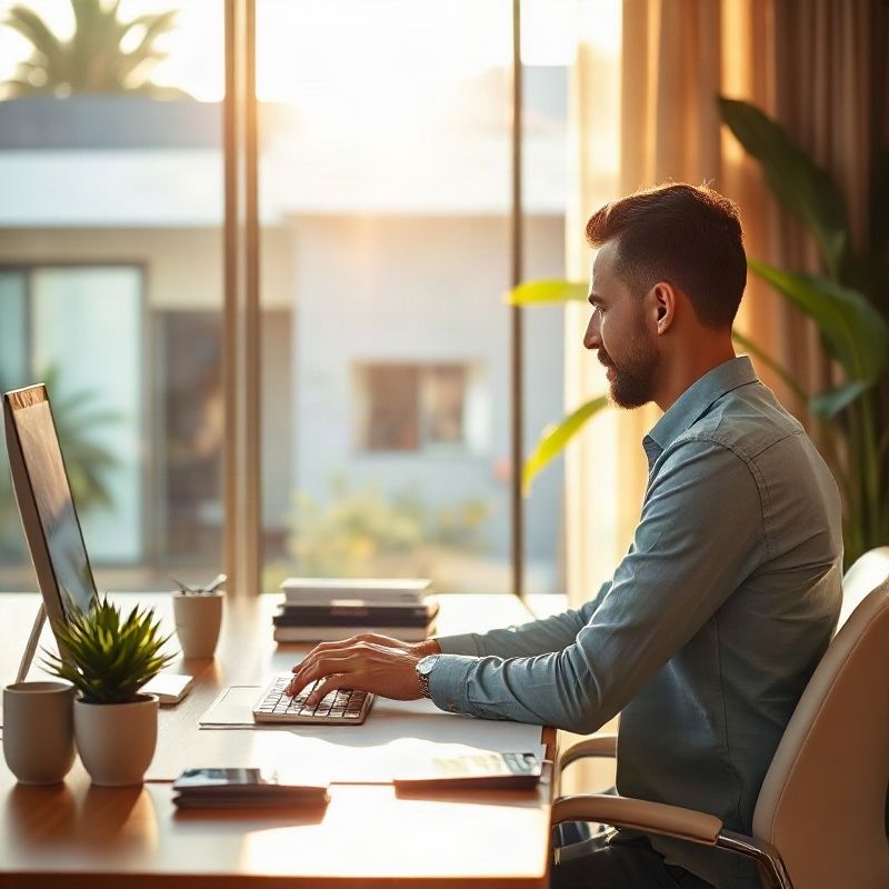 Atendente respondendo mensagem sobre visita imobiliária no computador